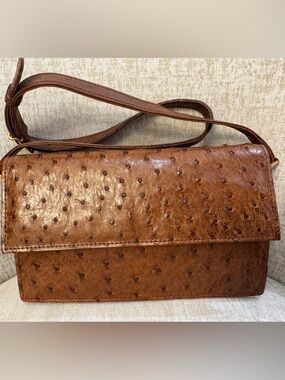 Fernberry Genuine Ostrich Leather Bag Vintage Brown Shoulder Clutch